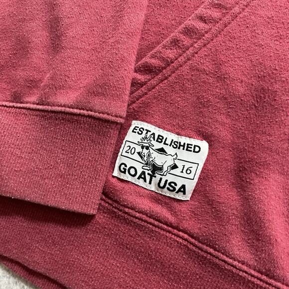 Goat USA Hoodie Mens Medium Red Sweatshirt Pullover Embroidered Pocket - Picture 6 of 13
